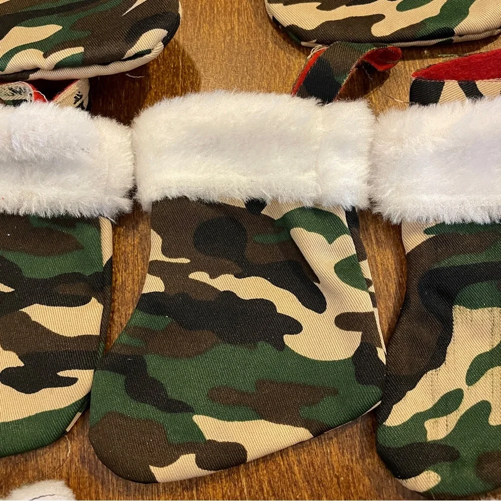 Lot of 16 Mini Christmas STOCKINGS Hunting Military Green Camo Camouflage 5